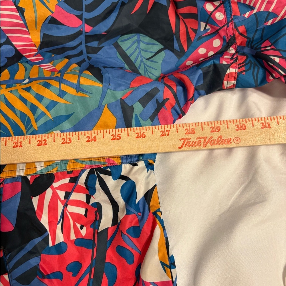 Lauren James XL Tropical Leaf Print Hooded Pullover Windbreaker Jacket - Picture 3 of 6